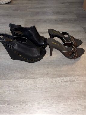 Colin Stuart Brown and Black Wedge & Heeled Sandal Duo